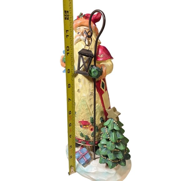 Santa Figurine 12.5 Inch Carved Wood Look - Picture 10 of 13